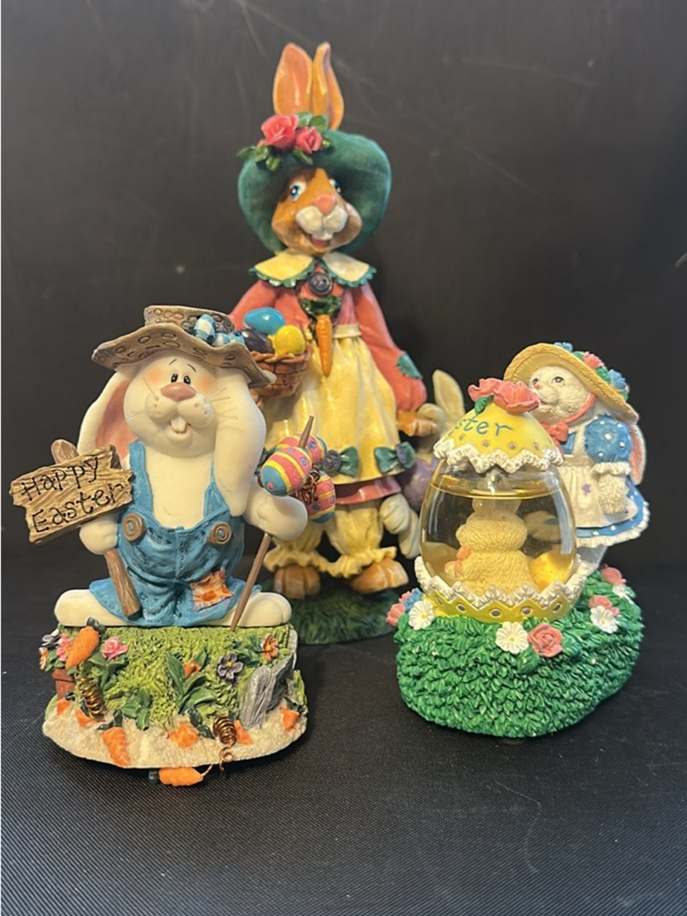 Easter Bunny Figurine Set - Multicolor Decorative Home Accent